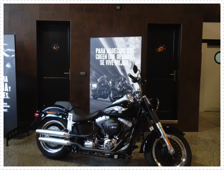 Restroom choices in Harley store Restroom choices in Harley store
